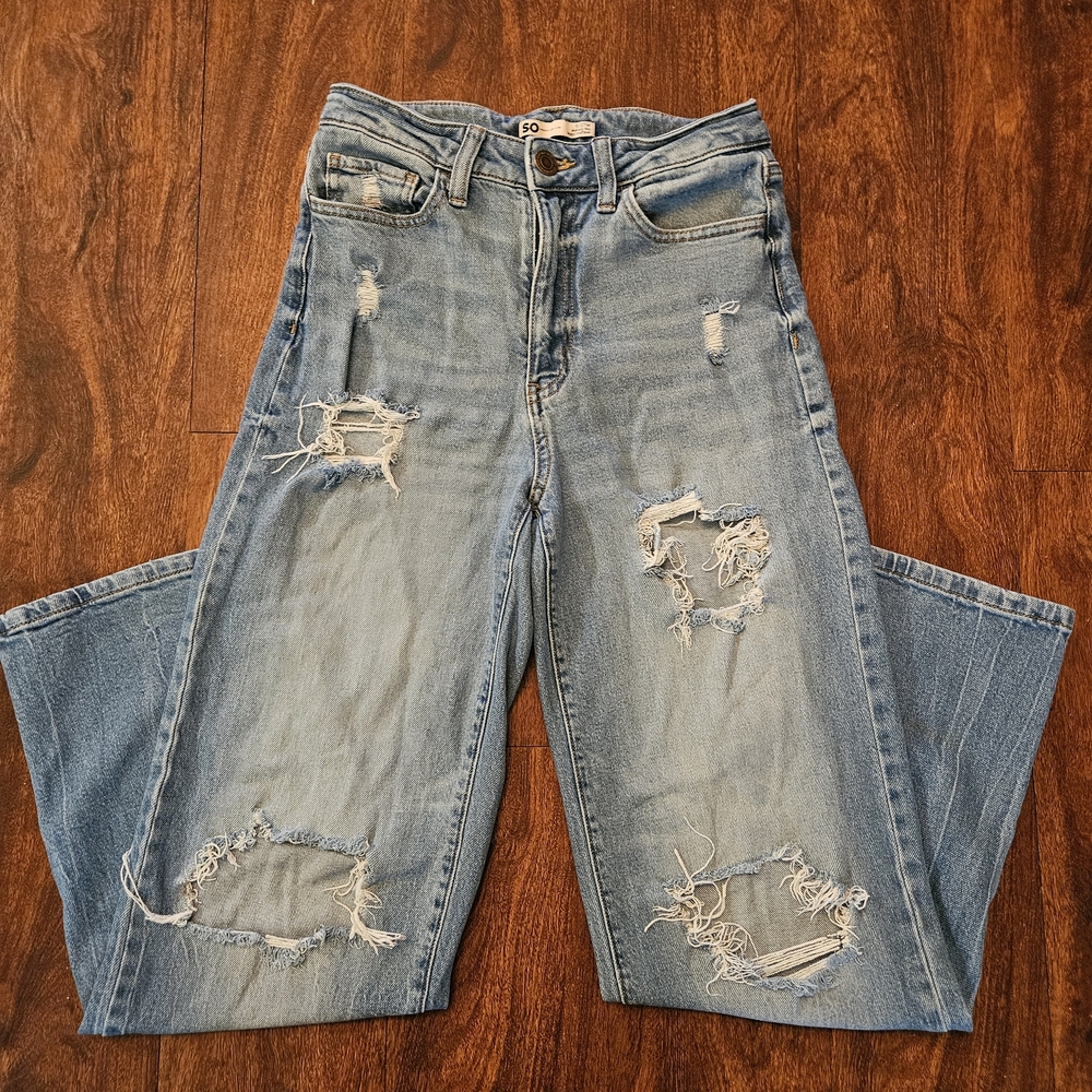 SO Light Blue Distressed Boyfriend Jeans